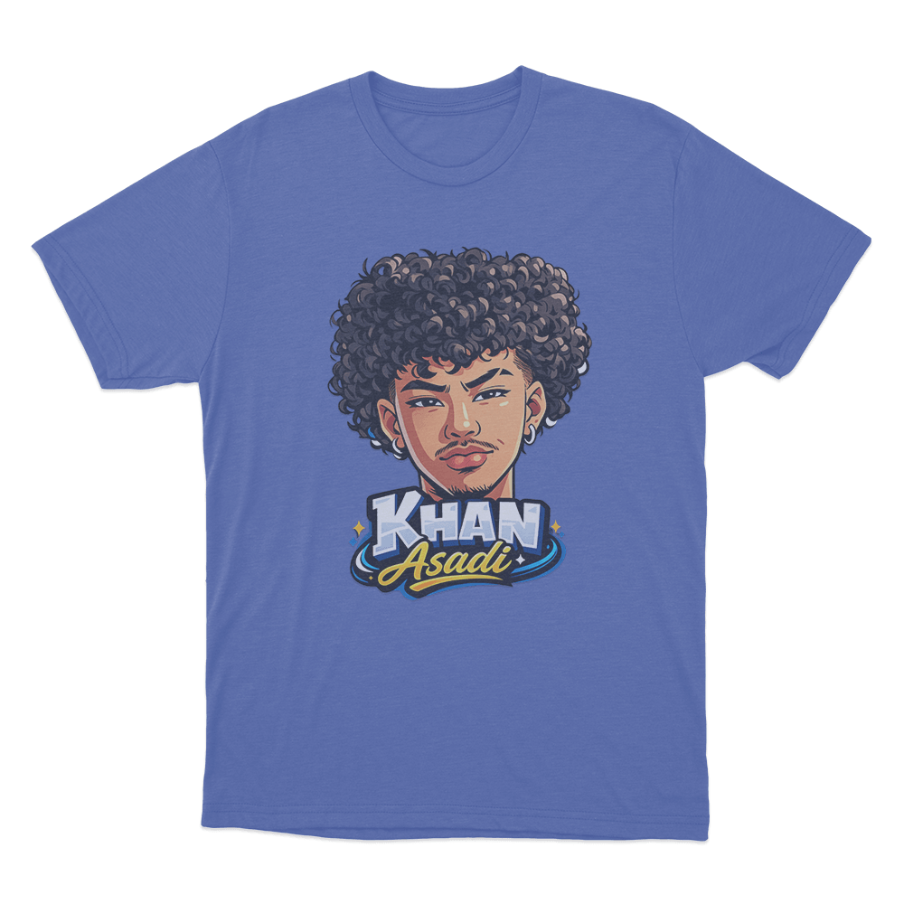 Khan Asadi Cartoon T Shirt Blue Khan Asadi Cartoon T Shirt Blue